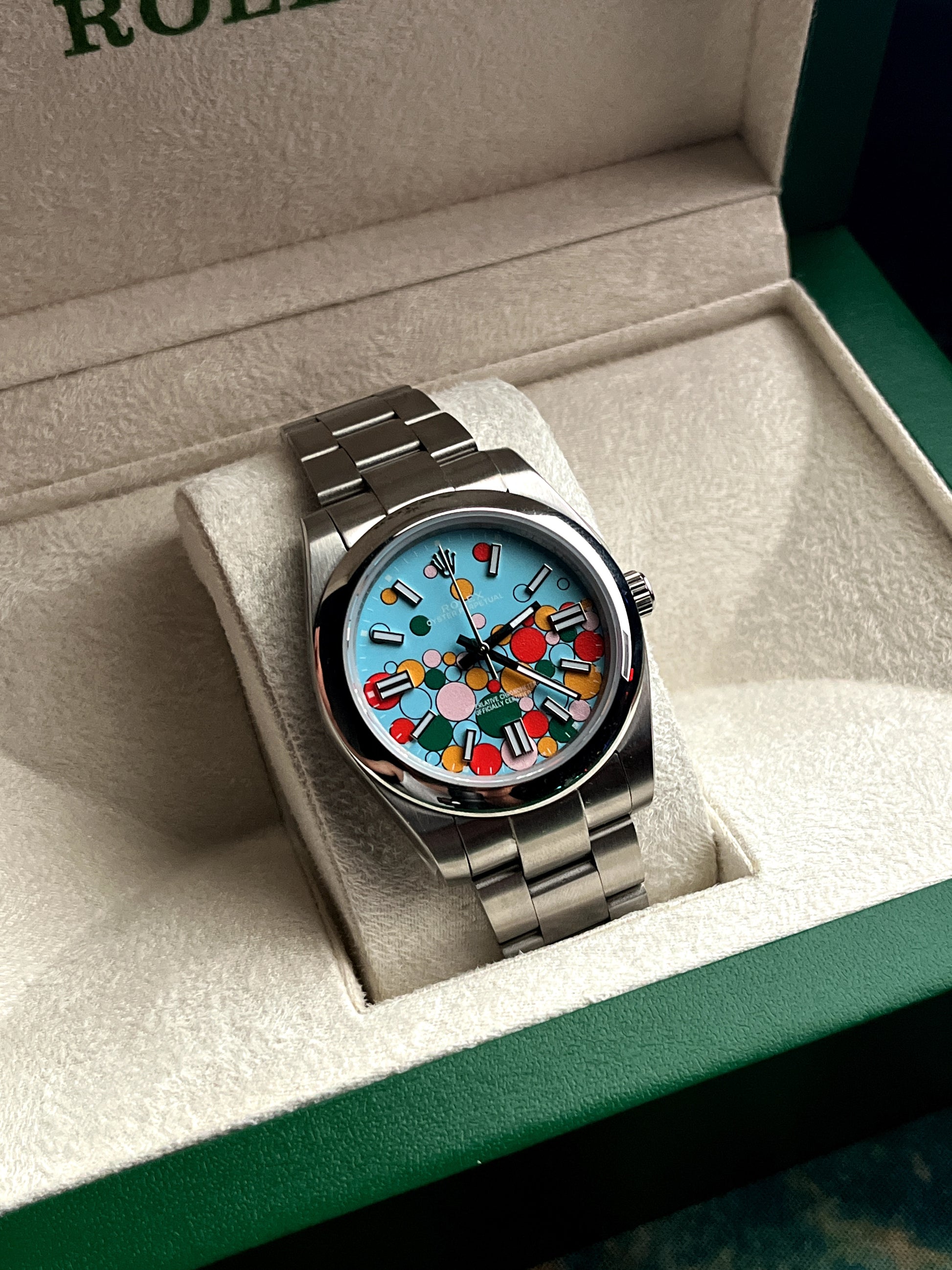 Rooleeex Oyster – Baby Blue &amp; Rose Dial | Mirror Original