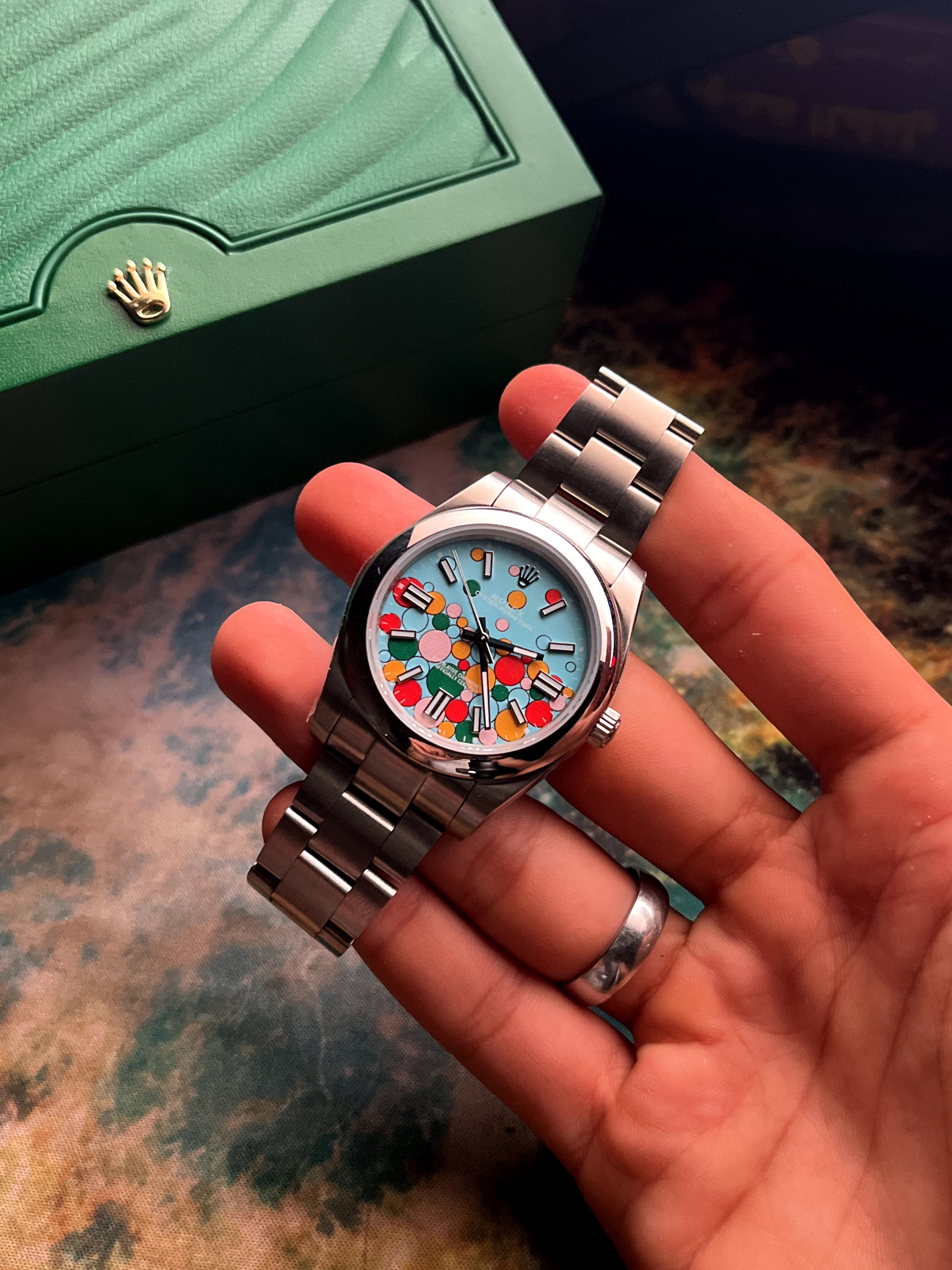 Rooleeex Oyster – Baby Blue &amp; Rose Dial | Mirror Original