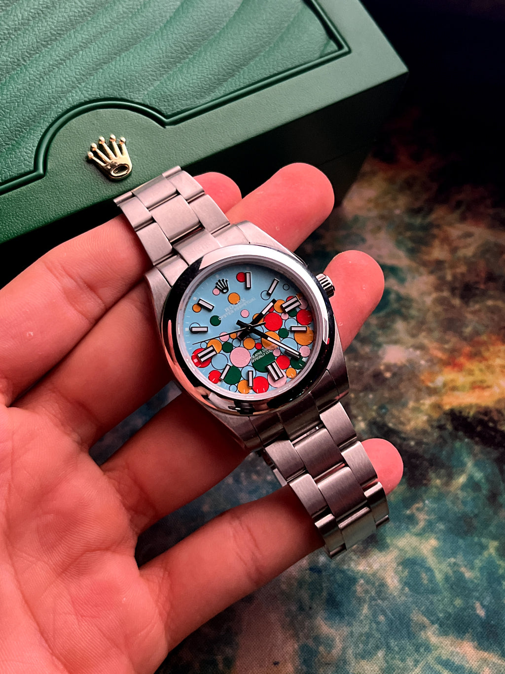 Rooleeex Oyster – Baby Blue &amp; Rose Dial | Mirror Original