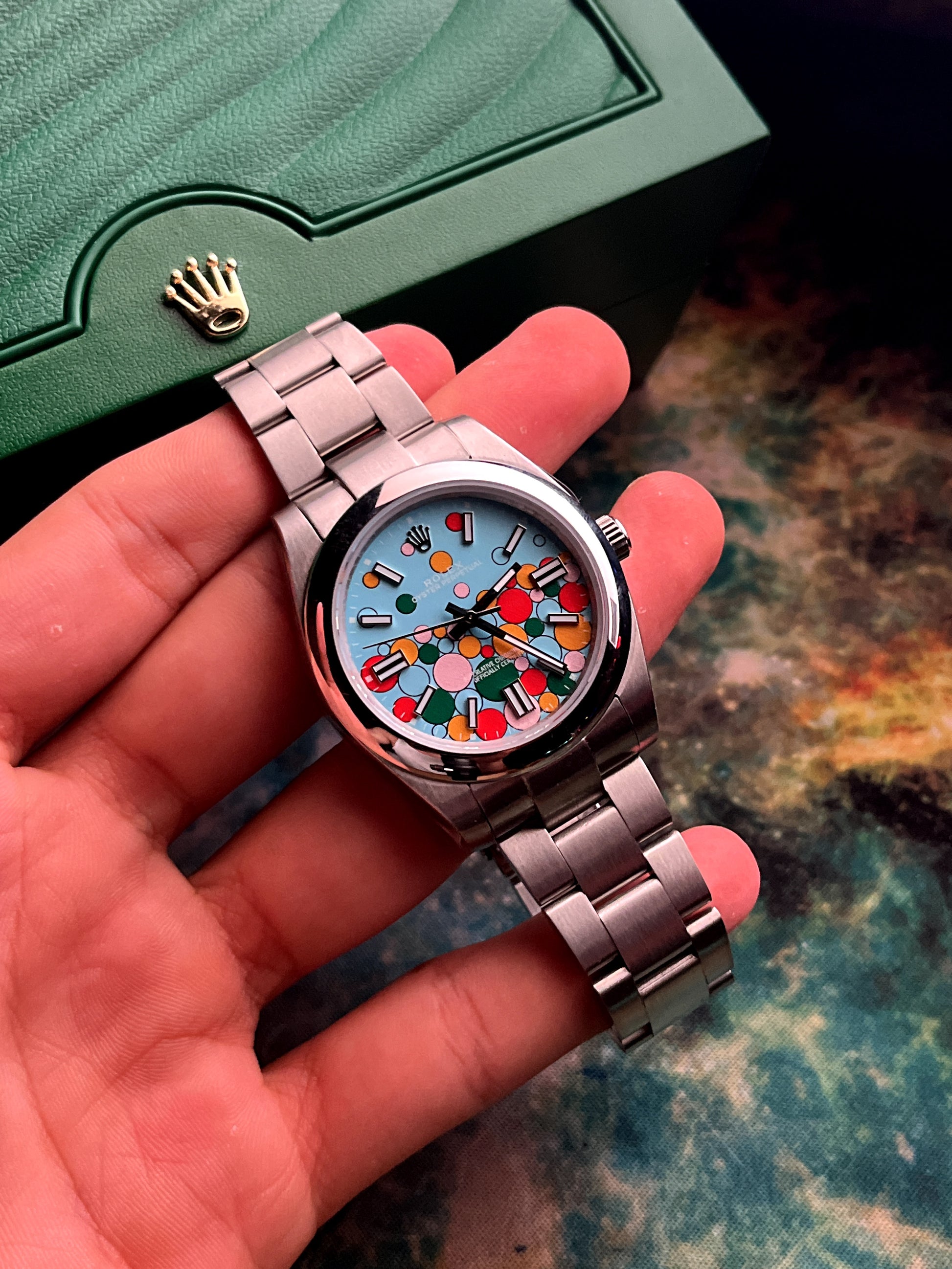 Rooleeex Oyster – Baby Blue &amp; Rose Dial | Mirror Original
